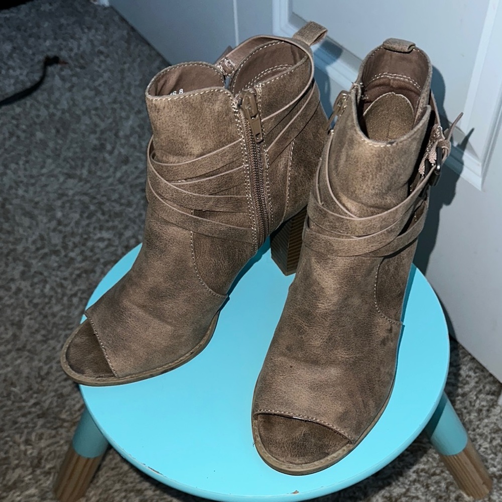 Stylish Brown Peep-Toe Ankle Boots